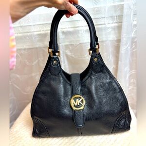 Michael Kors Hudson Large Black Leather Hand Bag